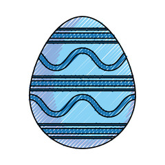 colored easter egg with lines  and curved lines  doodle  over white backgrpund  vector illustration