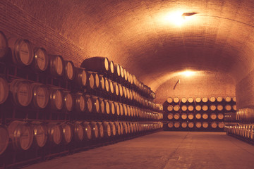 Storaged wine barrels photograph