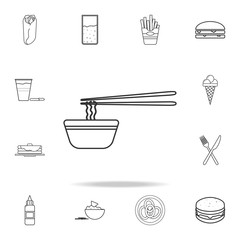 noodles with chopsticks icon. Detailed set of fast food icons. Premium quality graphic design. One of the collection icons for websites, web design, mobile app