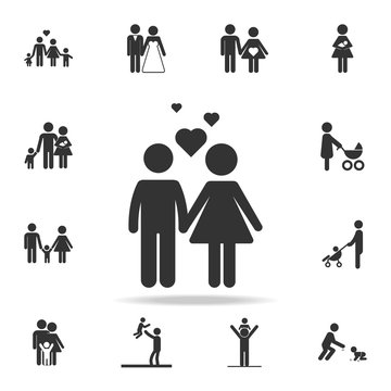 Couple with love icon. Vector illustration. Detailed set of family icons. Premium quality graphic design. One of the collection icons for websites, web design, mobile appfamily