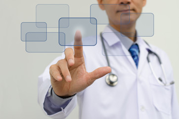 Doctor working with virtual screen