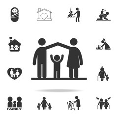 parents protect the child icon. Detailed set of family icons. Premium quality graphic design. One of the collection icons for websites, web design, mobile appfamily