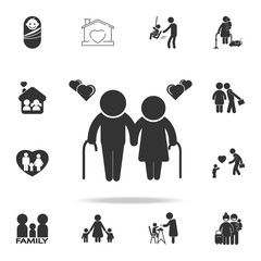 man sign pictograms male and female hearts icon. Detailed set of family icons. Premium quality graphic design. One of the collection icons for websites, web design, mobilefamily