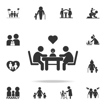 Family Sitting At A Table With Love And Hearts Icon. Detailed Set Of Family Icons. Premium Quality Graphic Design. One Of The Collection Icons For Websites, Web Designfamily