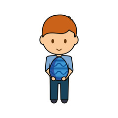 colorful standing boy with blue easter  egg design  vector illustration