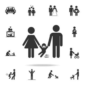parents with a swinging child icon. Detailed set of family icons. Premium quality graphic design. One of the collection icons for websites, web design, mobile appfamily