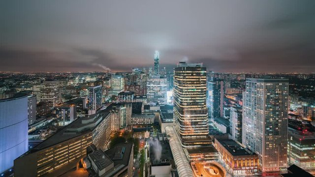 4K Timelapse Sequence of Toronto, Canada - Toronto from the Eaton Centre s rooftop at Night