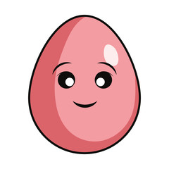 kawaii pink  easter egg over white bacground  vector illustration