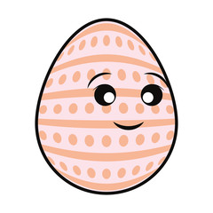 kawaii pink easter egg with  dots  and lines over white bacground  vector illustration