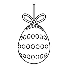  uncolored easter egg  pendant with  dots  design vector illustration