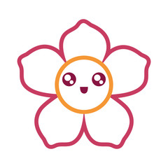 kawaii tropical flower icon over white background colorful design vector illustration