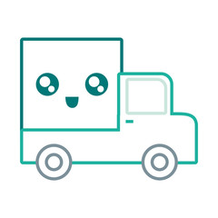 kawaii cargo truck icon over white background colorful design vector illustration
