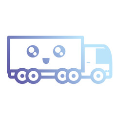 kawaii cargo truck icon over white background colorful design vector illustration