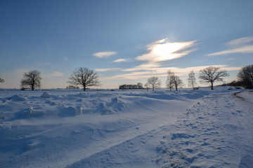 Schneeverwehungen auf Rügen, Altkamp, Putbus