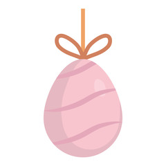 striped easter egg hanging over white background colorful design vector illustration