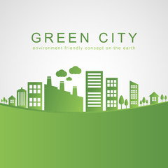 City buildings on green design