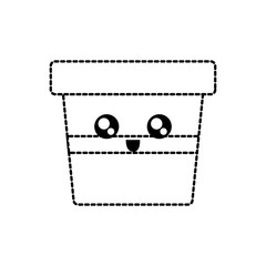 Fototapeta premium flat line uncolored kawaii flowerpot sticker over white background vector illustration