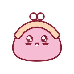 falt line colored kawaii coin purse vector illustration