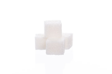 White sugar cube isolated on white