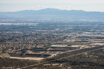 Aerial View of the City of Claremont, Ontario, Upland, Rancho Cucamonga, Montclair, and Pomona from Potato Mountain, Mount Baldy, California