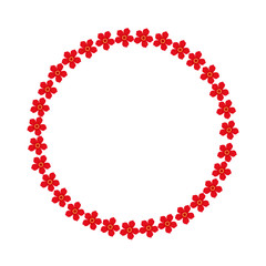 Naklejka premium colored round frame with flowers red over white background vector illustration