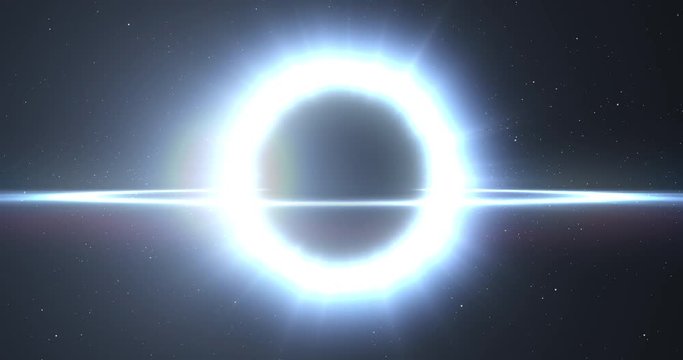 A star explodes in deep space creating a large black hole (gravitational singularity).  	