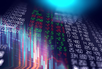 stock market chart data screen on technology background