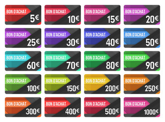 Cartes bons d'achat - de 5 euros &agrave; 1000 euros