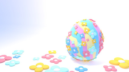 3d rendering picture of Easter egg decorated with flowers.