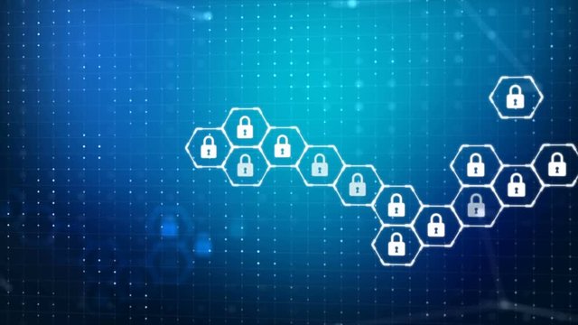 Abstract dark background with hex and lock icon for cyber criminal cyber attack and futuristic concept with dark and grain processed
