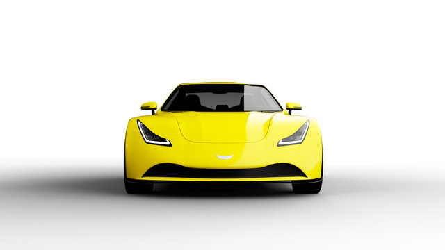 Yellow Sports Car Isolated On White Background
