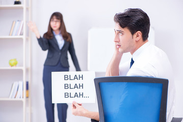 Employee bored at the business presentation