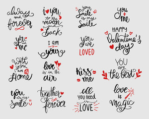 love lettering set. vector illustration