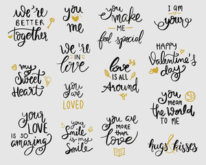 love lettering set. vector illustration