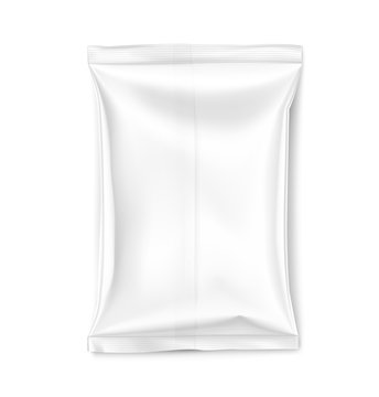Transparent packaging pillow bag for food, your design, presentation. Vector illustration on white background. EPS10
