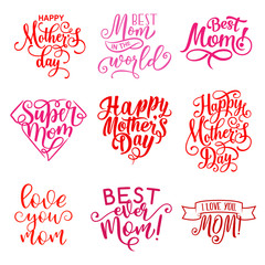 Vector Mother Day holiday greeting text icons