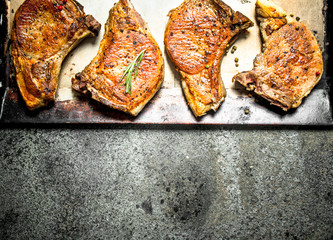 The pork steak with spices.