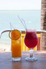 Beautiful and delicious cocktail by the sea