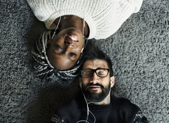couple listening to music together