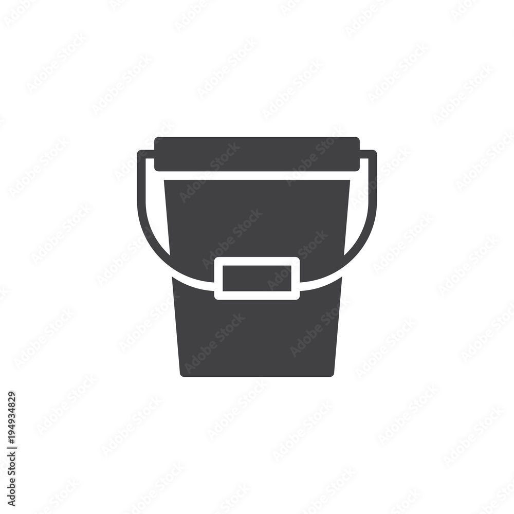 Poster bucket vector icon. filled flat sign for mobile concept and web design. pail simple solid icon. symb