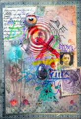 Gordijnen Alchemistische en esoterische tekeningen en manuscripten met collages, formules en tarotkaarten © Rosario Rizzo
