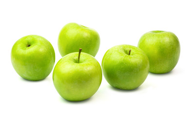 green apples isolated on white background.