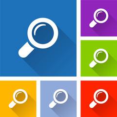 magnifying glass icons with shadow