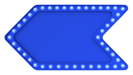 Blue Marquee light board sign retro on white background. 3d rendering