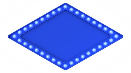 Blue Marquee light board sign retro on white background. 3d rendering