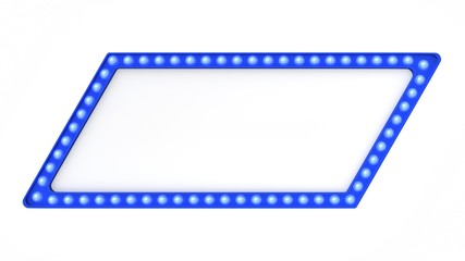 Blue Marquee light board sign retro on white background. 3d rendering