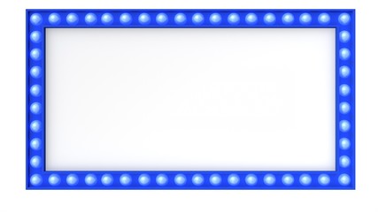 Blue Marquee light board sign retro on white background. 3d rendering