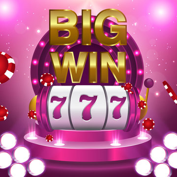 Big win 777 lottery vector casino concept with slot machine