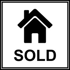 house sold sign, outline vector