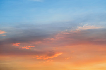 Naklejka na ściany i meble yellow, red, blue sky at sunset of a summer day